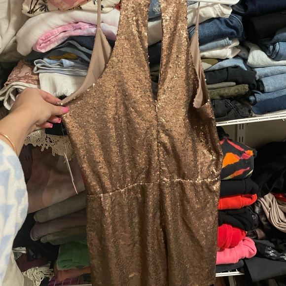 JUST FAB - sequinned bronze ROMPER - Picture 1 of 3